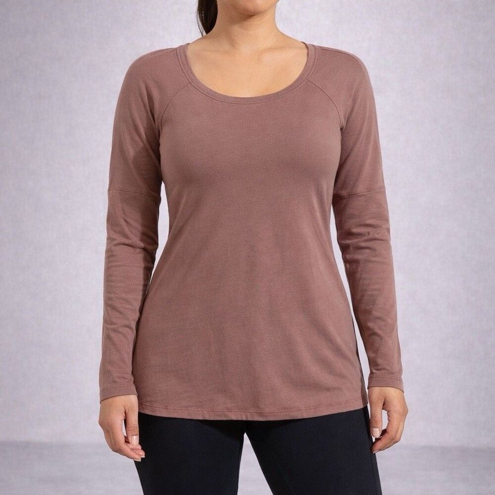Lululemon Long Sleeve Top Size 10 Pink Mauve Athletic Yoga Scoop Neck Pima Cotto